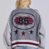 Blouson aviateur en maille Team 85 gris