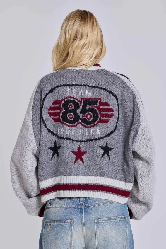 Blouson aviateur en maille Team 85 gris