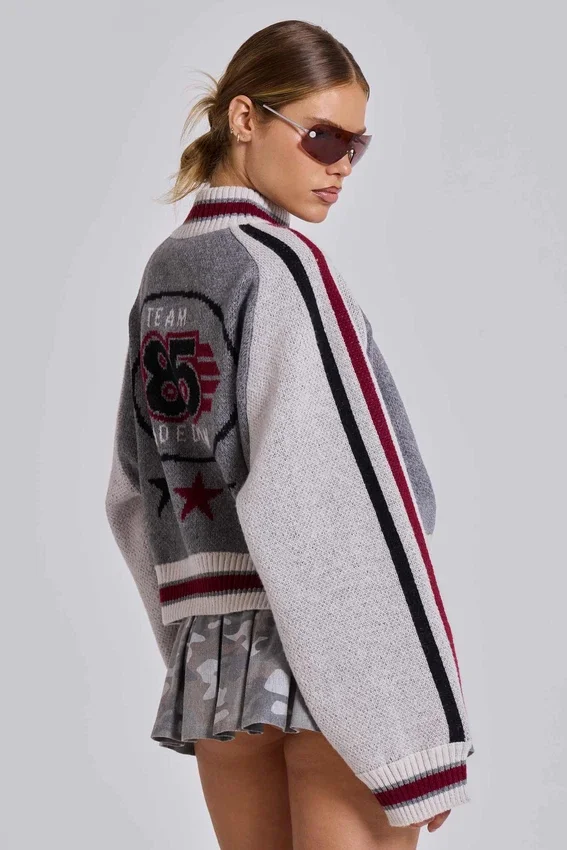 Blouson aviateur en maille Team 85 gris
