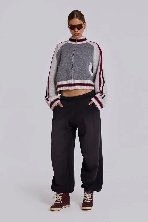 Blouson aviateur en maille Team 85 gris