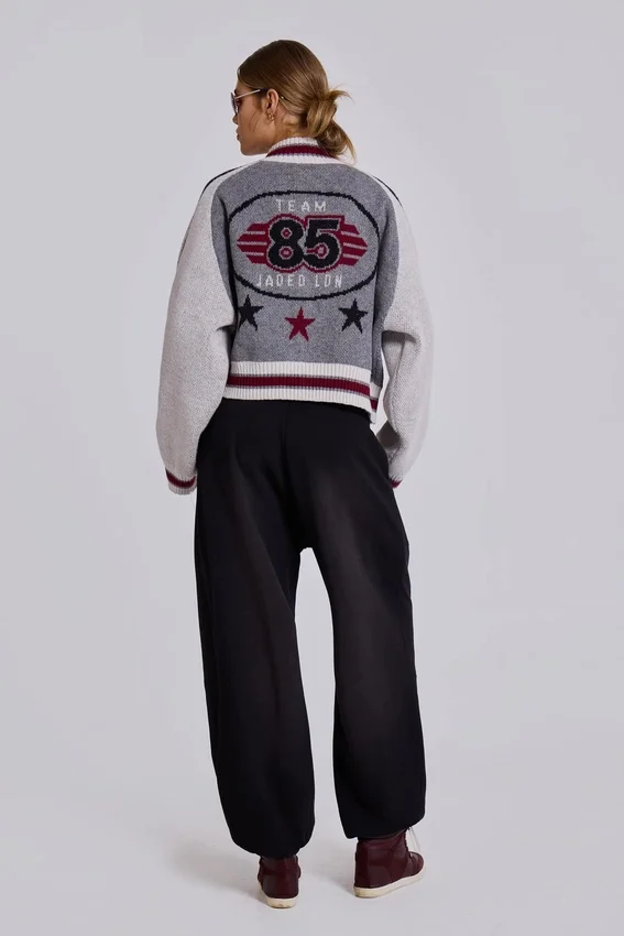 Blouson aviateur en maille Team 85 gris