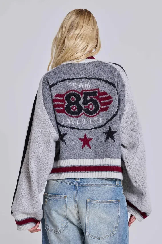 Blouson aviateur en maille Team 85 gris