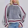 Blouson aviateur en maille Team 85 gris