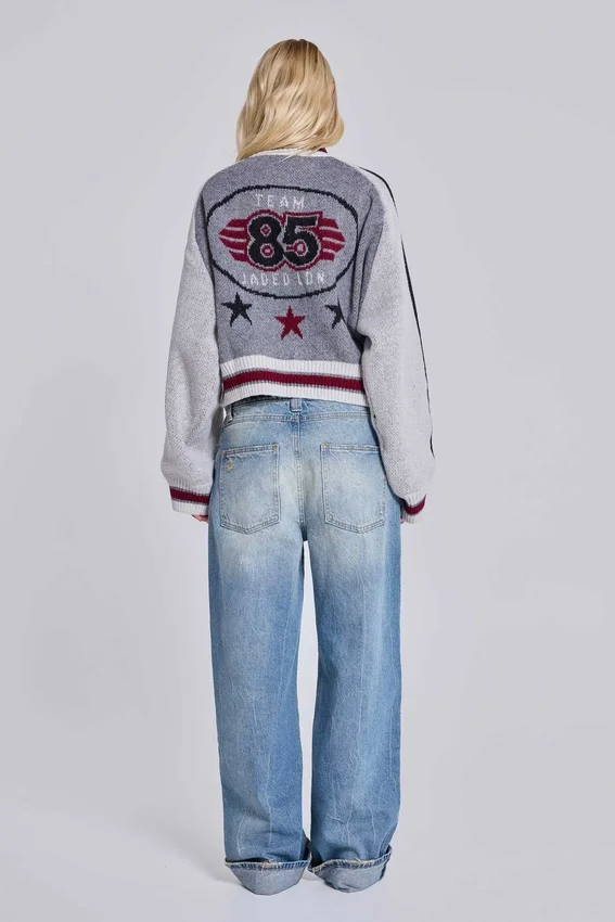 Blouson aviateur en maille Team 85 gris