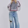 Blouson aviateur en maille Team 85 gris