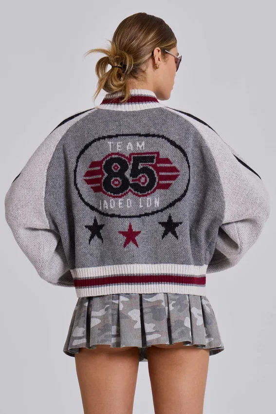 Blouson aviateur en maille Team 85 gris