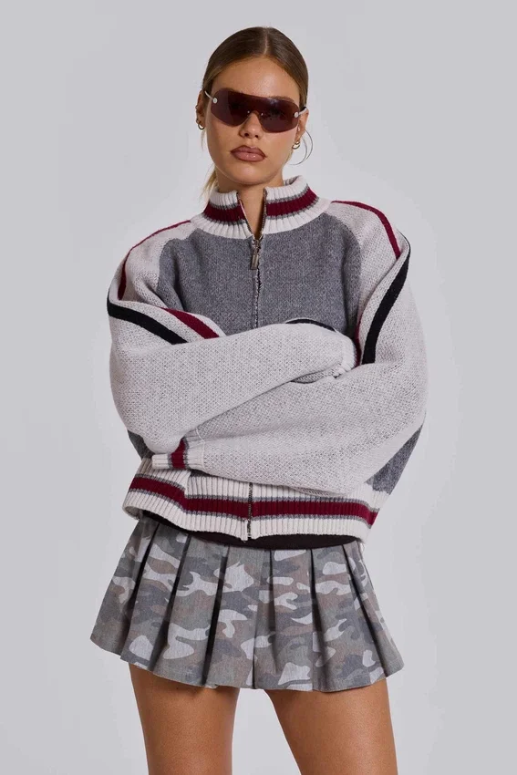 Blouson aviateur en maille Team 85 gris