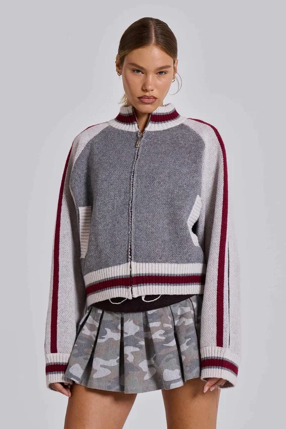 Blouson aviateur en maille Team 85 gris