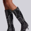 Bottes montant jusqu’aux genoux cloutées « Shadow »