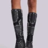 Bottes montant jusqu’aux genoux cloutées « Shadow »