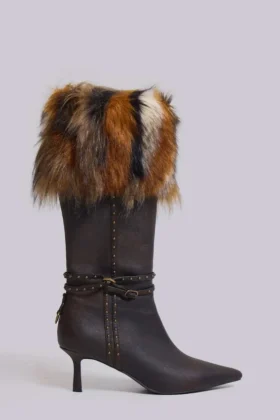 Bottes à talons en fausse fourrure Fauna