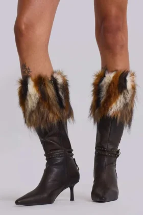 Bottes à talons en fausse fourrure Fauna
