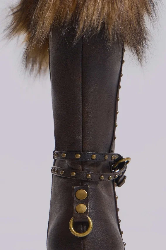 Bottes à talons en fausse fourrure Fauna