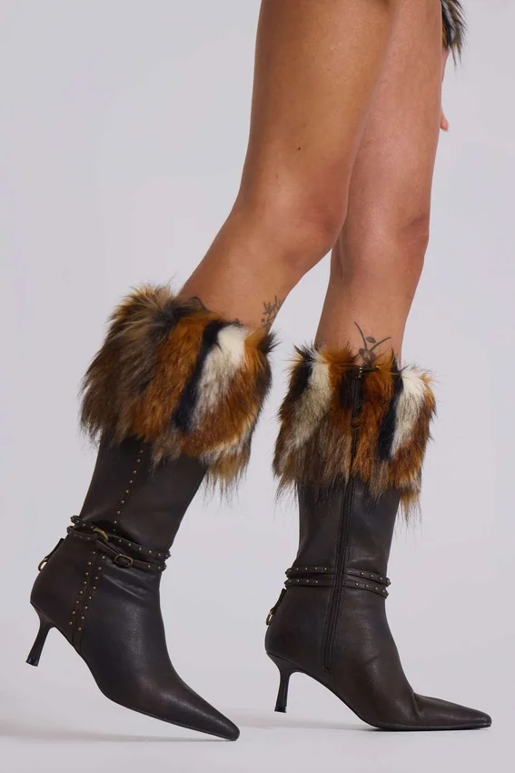 Bottes à talons en fausse fourrure Fauna
