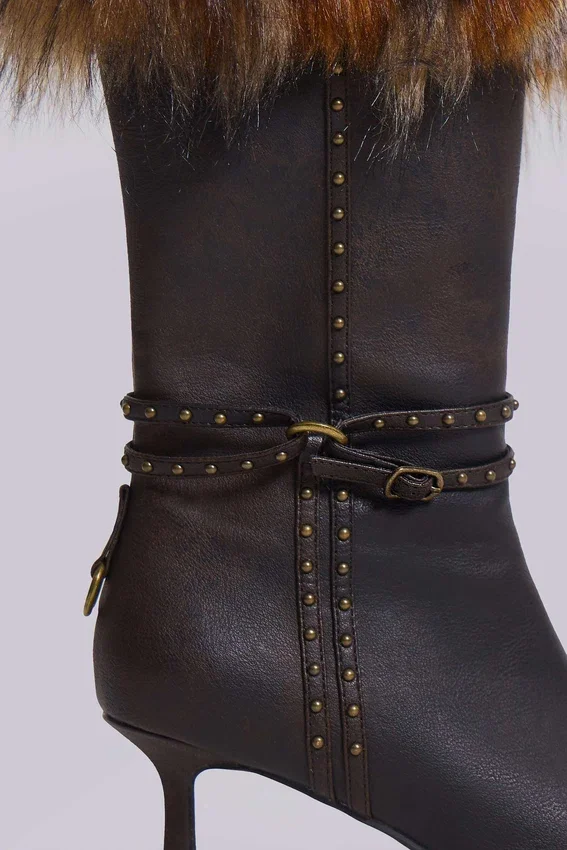Bottes à talons en fausse fourrure Fauna