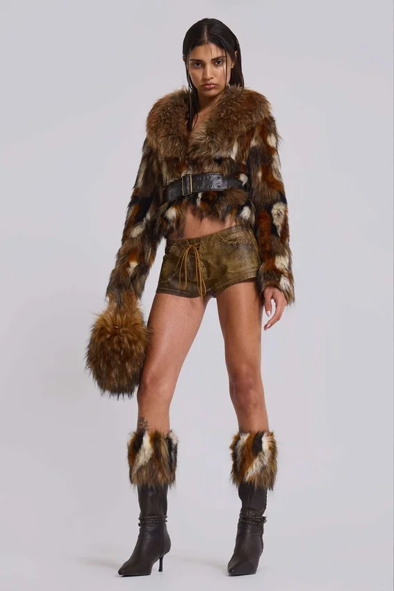 Bottes à talons en fausse fourrure Fauna