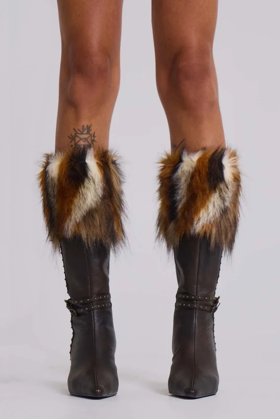 Bottes à talons en fausse fourrure Fauna