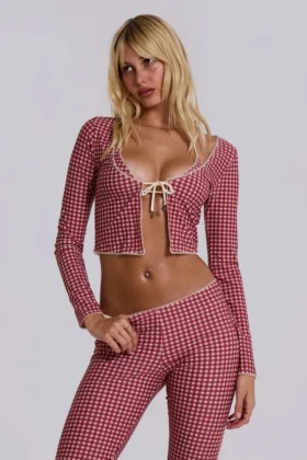 Cardigan de bain Freda à carreaux vichy