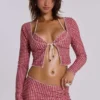 Cardigan de bain Freda à carreaux vichy