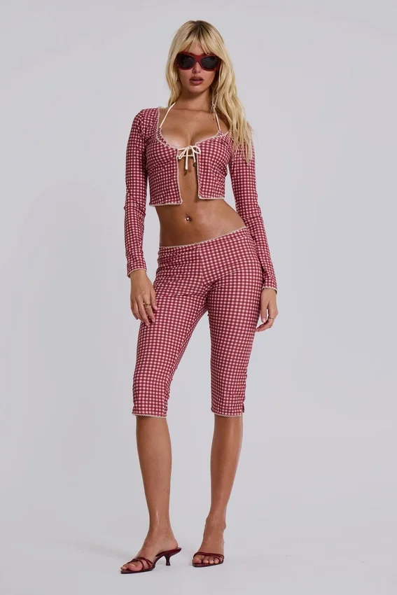Cardigan de bain Freda à carreaux vichy