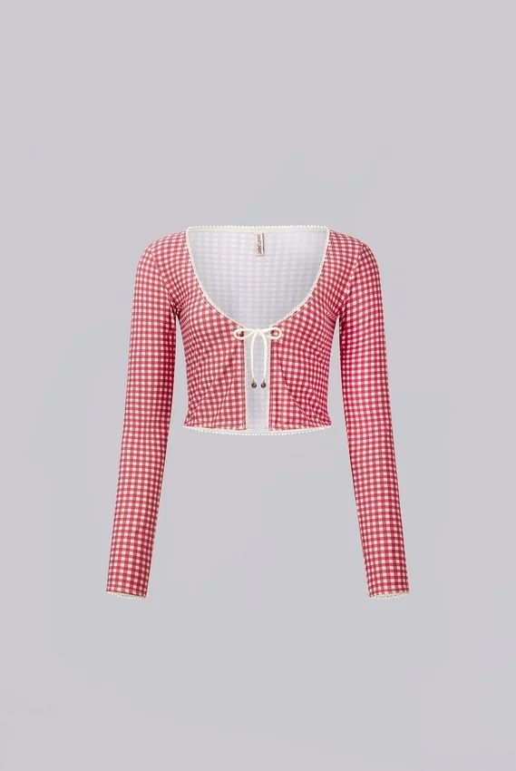 Cardigan de bain Freda à carreaux vichy