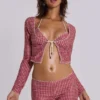 Cardigan de bain Freda à carreaux vichy