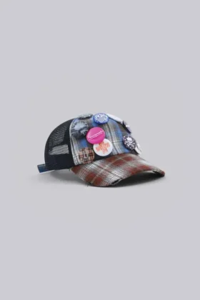 Casquette à carreaux mélangés Badge