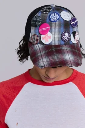 Casquette à carreaux mélangés Badge