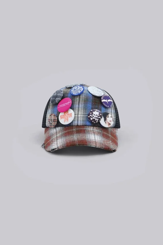 Casquette à carreaux mélangés Badge