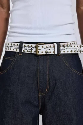 Ceinture blanche cloutée « Divinity »