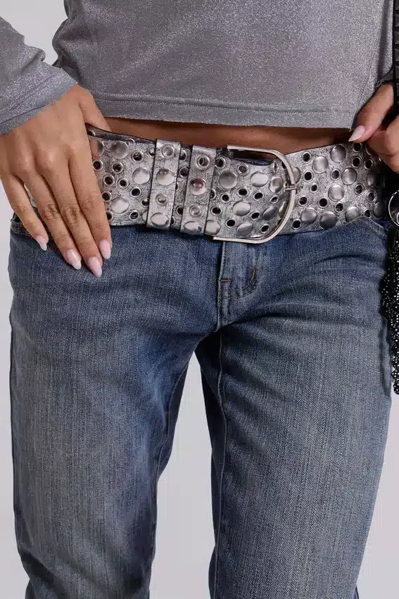 Ceinture cloutée Osmium, couleur argent