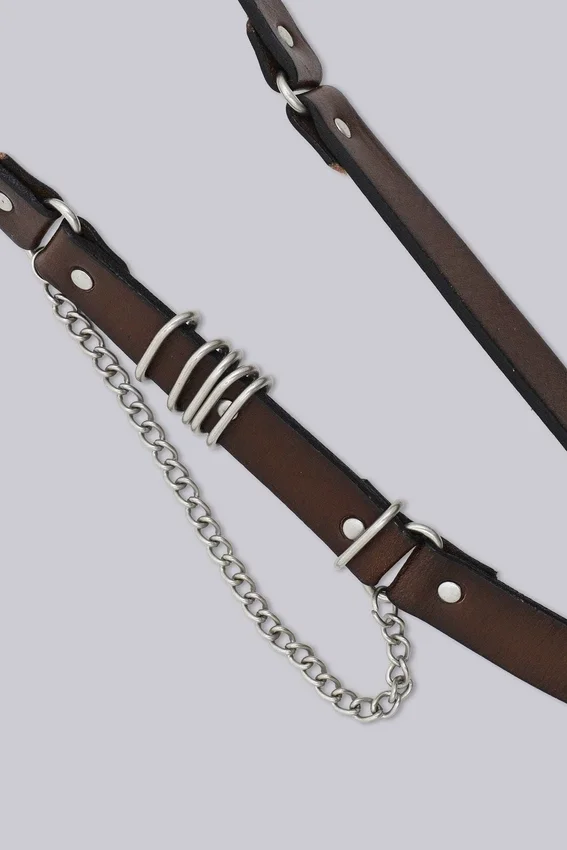 Ceinture en cuir marron Saddle Skinny
