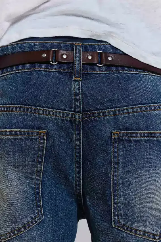 Ceinture en cuir marron Saddle Skinny