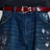 Ceinture « Strike Metal » bordeaux