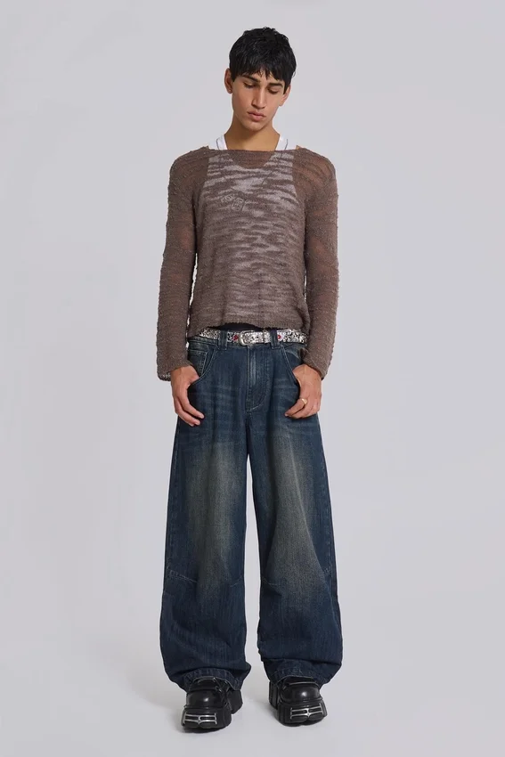 Colossus Jeans bleu moyen à effet flammé