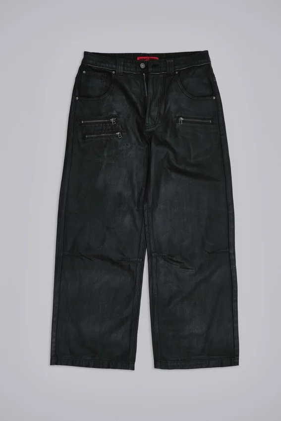 Colossus Jeans en denim enduit avec fermeture éclair