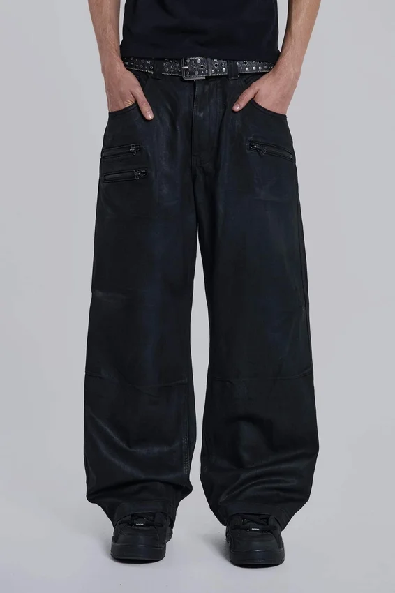 Colossus Jeans en denim enduit avec fermeture éclair
