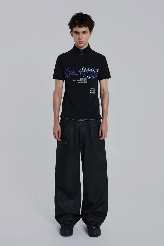 Colossus Jeans en denim enduit avec fermeture éclair