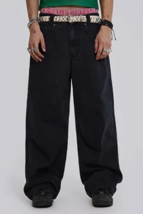 Colossus Jeans noir uni à taille basse