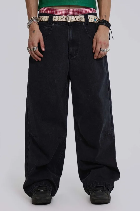 Colossus Jeans noir uni à taille basse