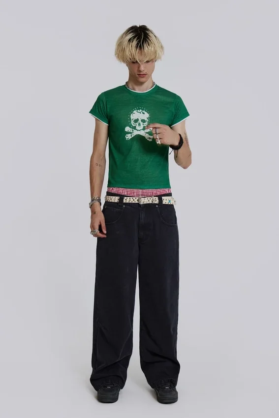 Colossus Jeans noir uni à taille basse