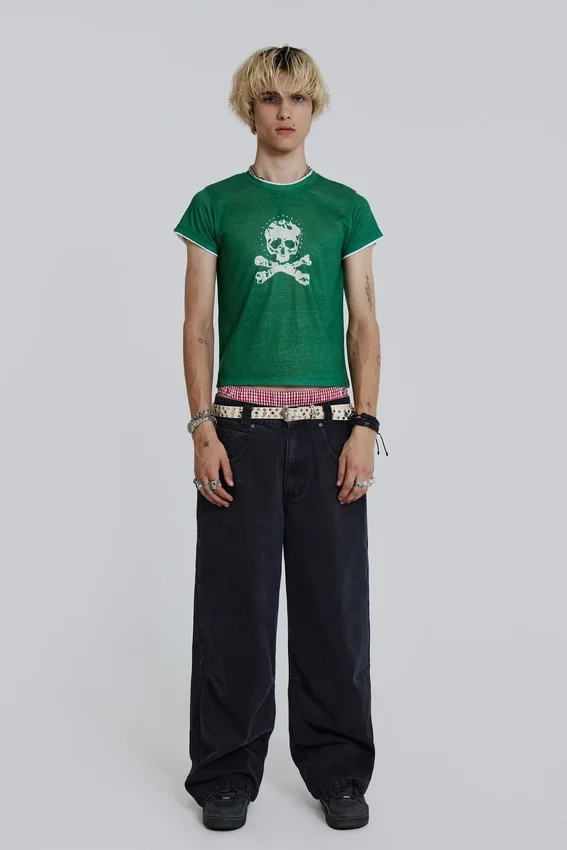 Colossus Jeans noir uni à taille basse