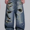 Colossus Jeans XL déchiré à motif camouflage caché
