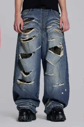 Colossus Jeans XL déchiré à motif camouflage caché