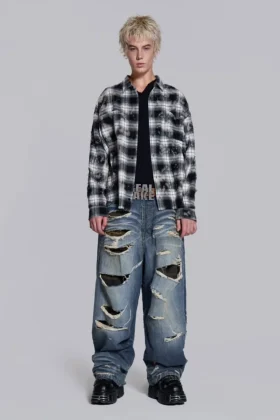 Colossus Jeans XL déchiré à motif camouflage caché