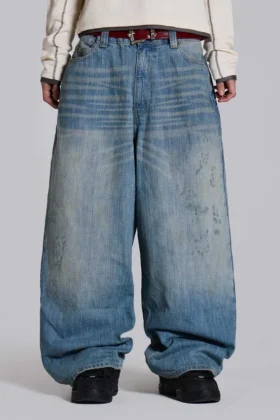 Colossus Jeans XL délavé clair à effet slub