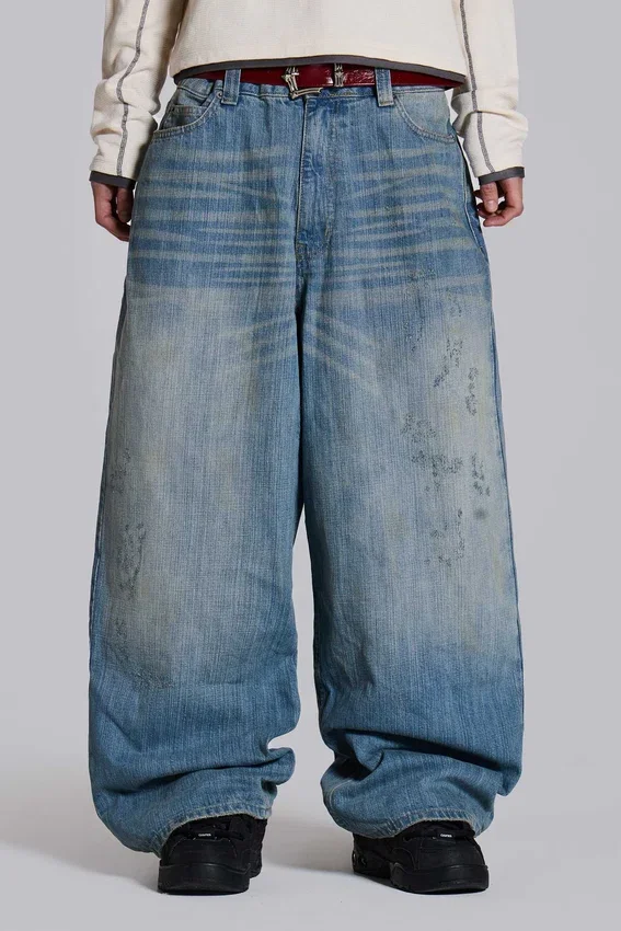 Colossus Jeans XL délavé clair à effet slub