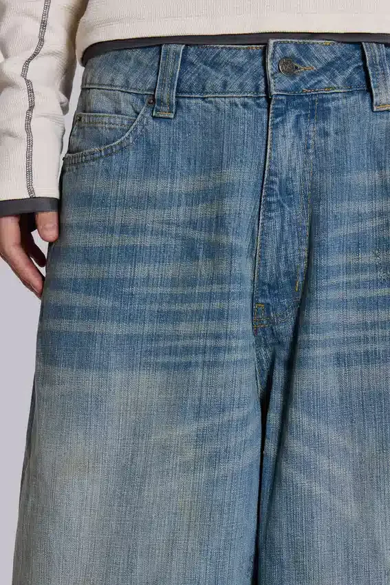 Colossus Jeans XL délavé clair à effet slub