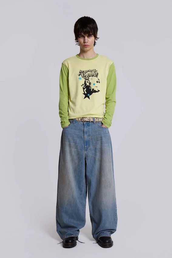 Colossus Jeans XL délavé clair à effet slub