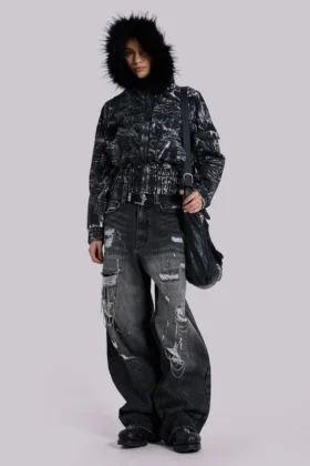 Colossus Jeans XL délavé et orné de chaînes